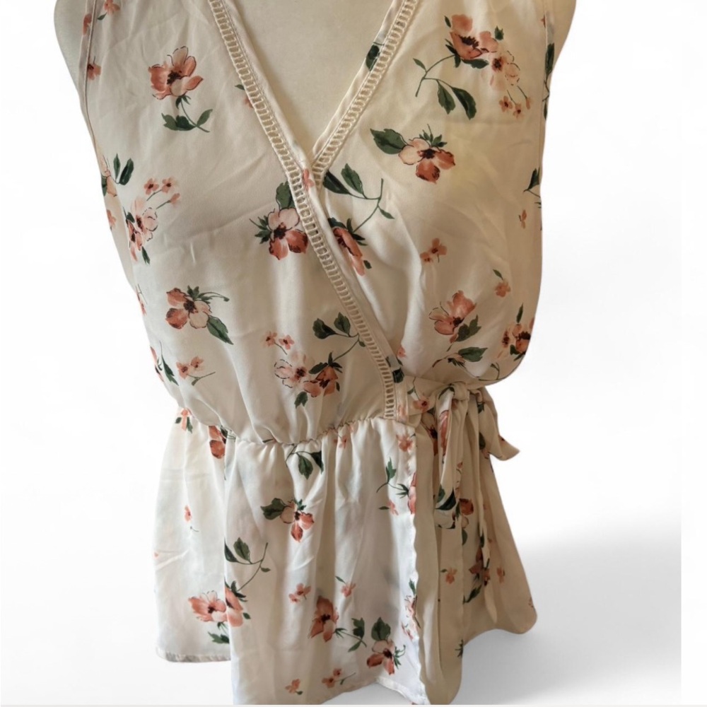 Sienna Sky Cream Sleeveless Wrap Blouse